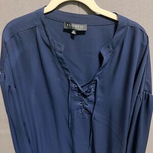 Eloquii Deep Blue Lace-Up Blouse Lot 6